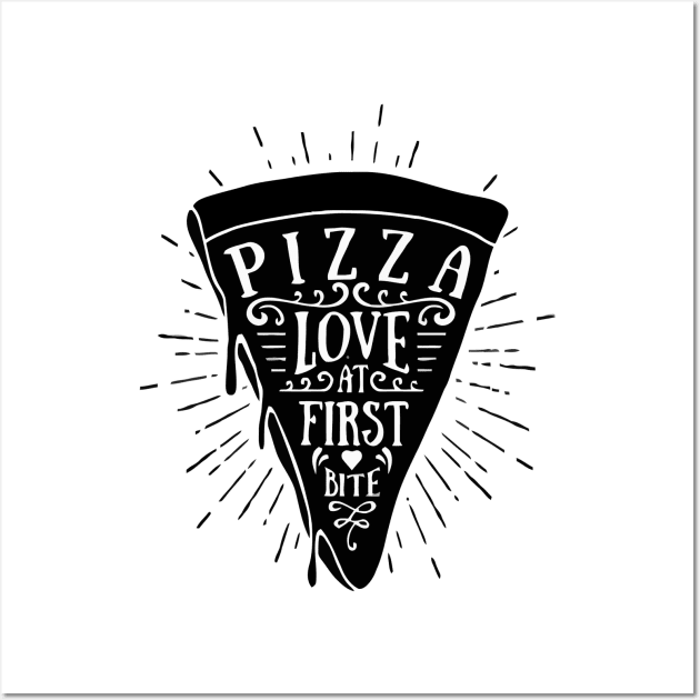 Pizza Love At First Bite Wall Art by JAFARSODIK